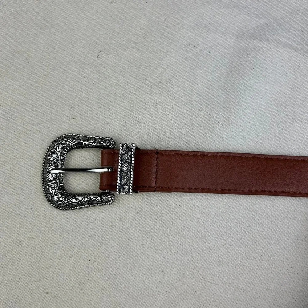 Vintage style brown american western floral rustic boho belt